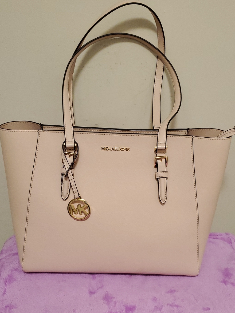 Michael Kors Blush Leather Tote with Gold Hardware